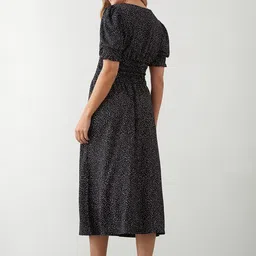 DOROTHY PERKINS Abstract Print Puff Sleeve A-Line Midi Dress image 3