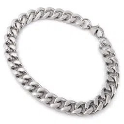 FIMBUL Men Stainless Steel Silver Curb Link Bracelet-image-5