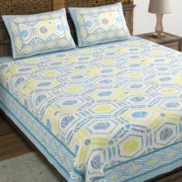 Sangria Grey & White Ethnic Motifs Pure Cotton 210TC Double King Bedsheet Set-2.74mx2.28m image 5