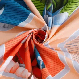 KLOTTHE Beige & Blue Printed 400 TC Single Bedsheet With Pillow Cover - 2.5 m x 1.5 m image 3