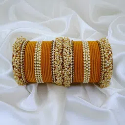 THE BLAZZE Yellow Glass Artificial Stones & Beads Bangle image 1