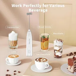 maypra 50 W Rechargeable Milk Frother & Egg Beater | 3 Speed with 2 Stainless Steel Whisks Electric Whisk image 4