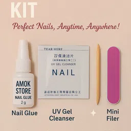 AMOK STORE Set Of 24 Almond Shape Press-On Nails With Nail Care Kit image 4