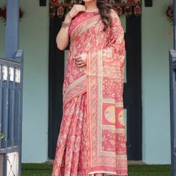 ALMAARI FASHION Ethnic Motifs Printed Pure Cotton Banarasi Saree-picture-24