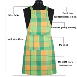 NewLadiesZone Green & Yellow Checked 250 GSM Pure Cotton Aprons image 5