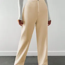 CILIMILI Women Relaxed Straight Leg Relaxed Fit High-Rise Non-Iron Trouser-image-20