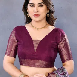 BilloRani Ethnic Motifs Silk Blend Handloom Saree image 4