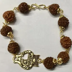Divine souvenirs Unisex Gold-Plated Rudraksha Beaded Link Bracelet-picture-21