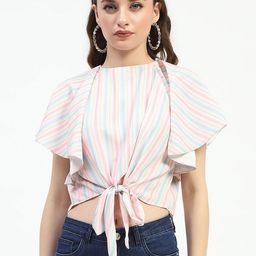 Madame Striped Flutter Sleeve Top-picture-48