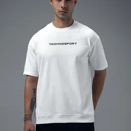 Technosport Men Typography Printed Anti Static Slim Fit T-shirt image 2