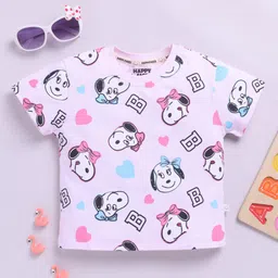 Happy Faces Girls Peanuts Printed Pure Cotton T-shirt-picture-48
