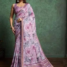 Anjor Floral Zari Pashmina Saree image 4