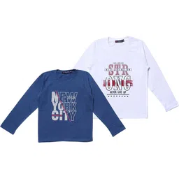 NeuVin Kids Pack of 2 Typography Printed Round Neck T-shirts-picture-55