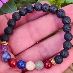 Apnisanskriti Unisex Lava & 7 Chkara Stone Bracelet image 4