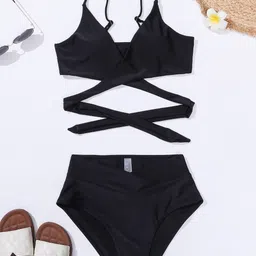 ENAYA STORE Cut-Out Wrap Style Criss Cross V-Neck Swim Bikini Set image 4
