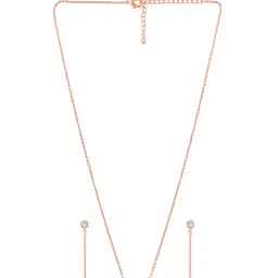 Peora Rose Gold Plated Cubic Zirconia Studded Band Ring Shape Pendant Jewellery Set-picture-13