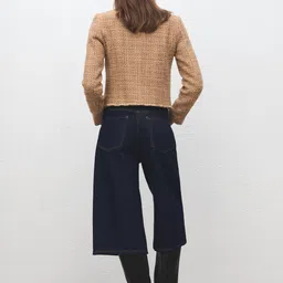 MANGO Tweed Tailored Jacket with Frayed Ends image 5