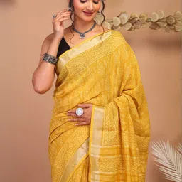 ANUTTARA Ethnic Motifs Printed Bhagalpuri Saree image 3