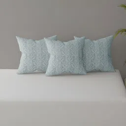 SWAYAM Set Of 6 Blue Printed Cotton Diwan Set image 3