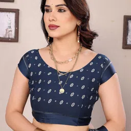 Anouk Teal Printed Pure Chiffon Sarees image 3