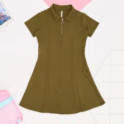 Pantaloons Junior Girls Shirt Collar A-Line Dress-image-23