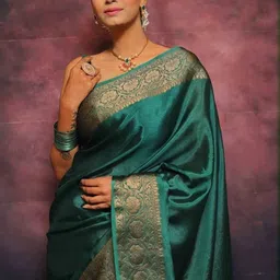 AdoreeStitch Woven Design Zari Saree with Blouse Piece image 3