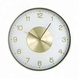 Home Centre Gold-Toned & White Analogue Traditional Wall Clock-image-17