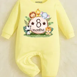 KNITROOT Infants Printed Cotton Round Neck Rompers image 4