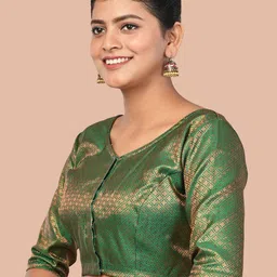 tantkatha Woven Design front closure Saree Blouse image 2