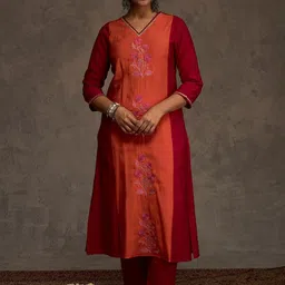 Indo Era Women Floral Embroidered Anarkali Kurta with Trousers image 5