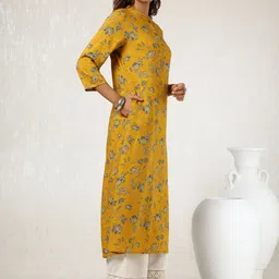 Soch Floral Printed Mandarin Collar A-Line Kurta image 3
