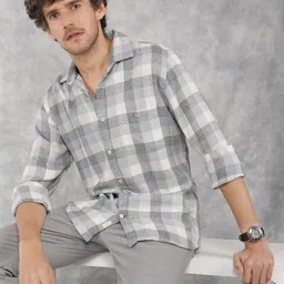 Crimsoune Club Men Classic Slim Fit Tartan Checks Opaque Checked Casual Shirt-image-53