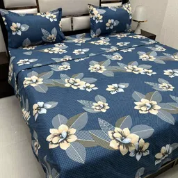 Pure Decor Blue & White Floral Other 4 Piece Double King Fine Bedding Set-picture-25