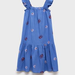 Mango Kids Floral Embroidered Pure Cotton A-Line Pleated & Ruffled Midi Dress-picture-6