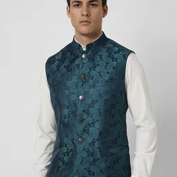 Van Heusen Printed Woven Nehru Jacket image 3