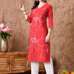 MILAAV Women Floral Printed Thread Work Kurta image 5