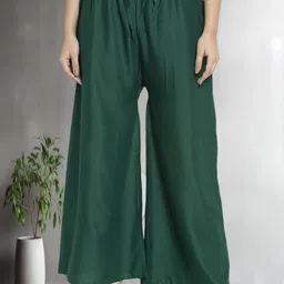 Jinfo Women Flared Knitted Ethnic Palazzos-image-34