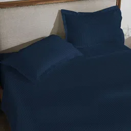 MYTRIDENT Blue Striped 210 TC King Bedsheet with 2 Pillow Covers image 3