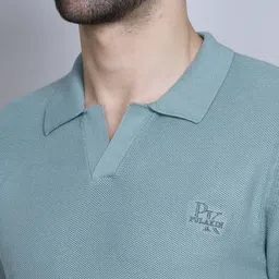 PULAKIN Self Design Polo Collar Pure Cotton T-shirt image 3