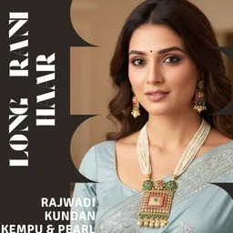 ORANGENYSHA Gold-Plated Artificial Stones Studded and Pearls Beaded Jewellery Set image 2