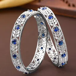 Estele Set Of 2 Rhodium-Plated Crystals Studded Bangles-picture-16
