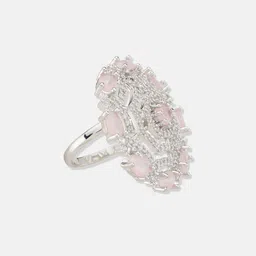 ATIBELLE Set Of 2 Silver-Plated CZ-Studded Adjustable Finger Rings image 4