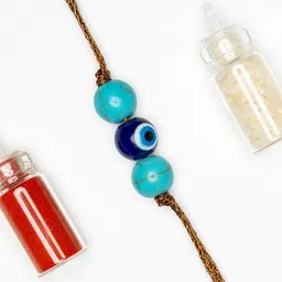 Look and Adorn Unisex Blue Evil Eye Rakhi image 2