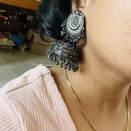 Sangria Silver-Plated Artificial Beaded Dome Shaped Oxidised Jhumkas-picture-49