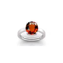 Pranjal Gems Unisex 5.25 Silver Ratti Gomed/Hessonite Garnet Finger RIng image 1