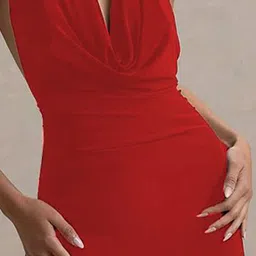 CLAFOUTIS Cowl Neck Crepe Bodycon Dress image 2