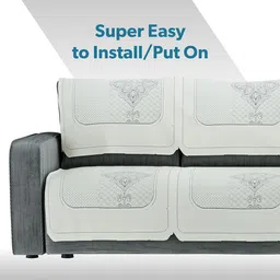 Kuber Industries Off White Cotton Sofa Cover image 5