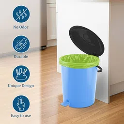 Kuber Industries 2 Pcs Blue Durable Dustbin With Garbage Covers - 10L image 5