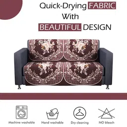 Kuber Industries Maroon & Beige Printed Velvet Sofa Cover image 2