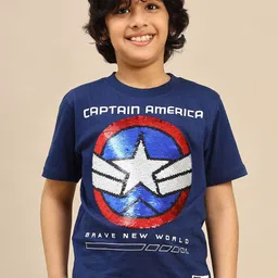 Kids Ville Boys Captain America Brave New World Printed Pure Cotton T-shirt-picture-45
